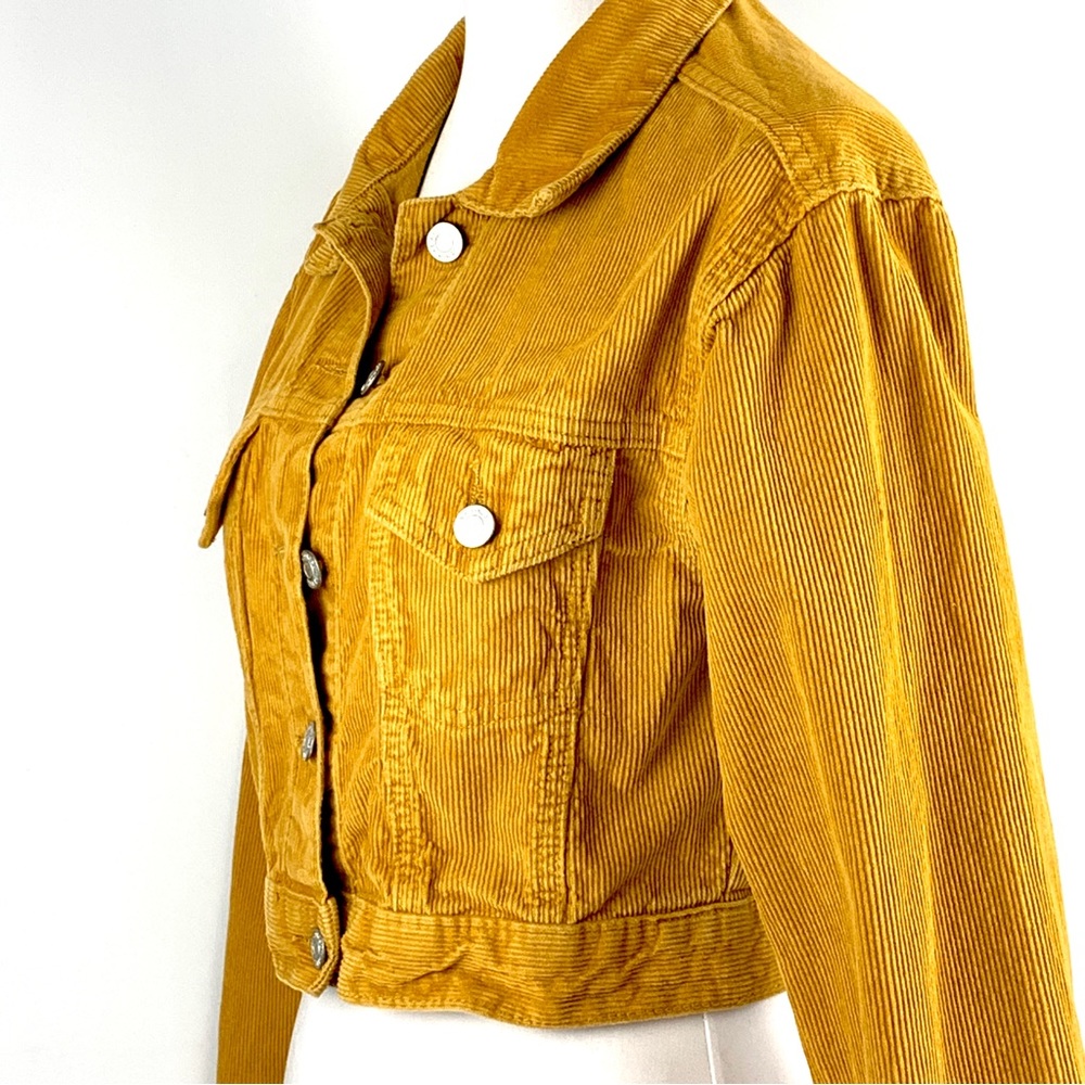 Pac Sun Los Angeles Gold Yellow Corduroy Cropped Long Sleeve Jacket size X-Small - Picture 9 of 15